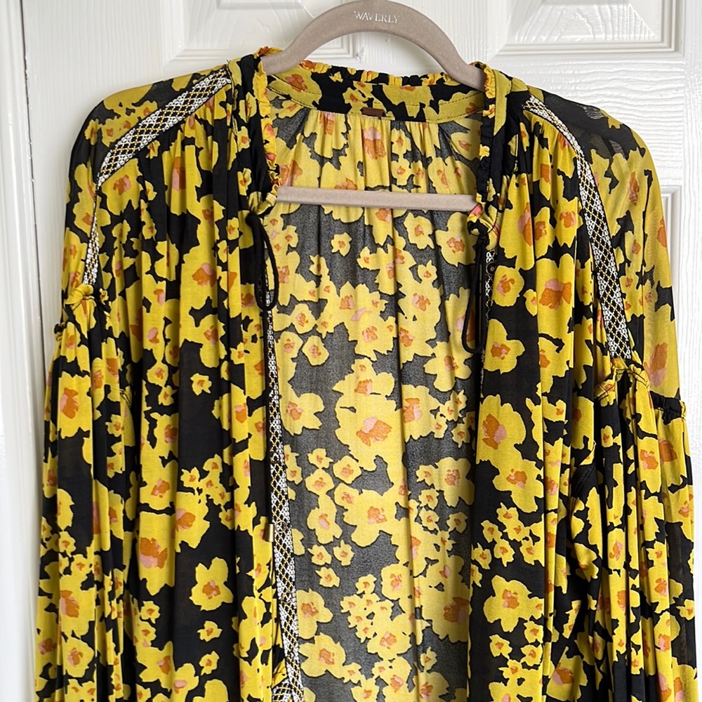 Free People - long sleeve floral tunic - yellow and black florals